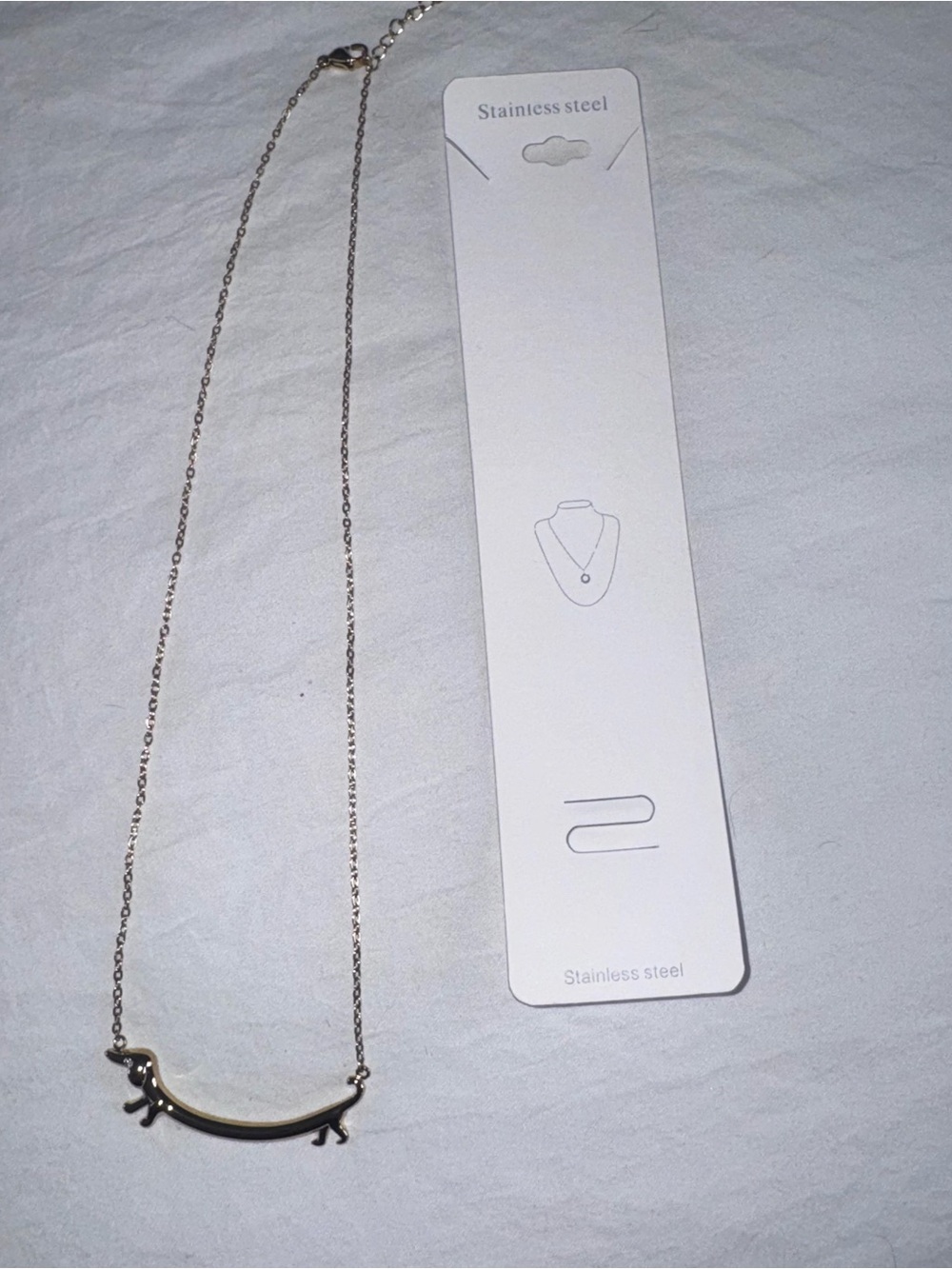 Dachshund Bar Pendant Necklace - Gold Tone-Stainless Steel